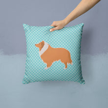 Load image into Gallery viewer, Collie Checkerboard Blue Throw Pillow - 14x14 Decorative Pillow – Art for Your Home &amp; Patio BB3716PW1414
