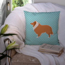 Load image into Gallery viewer, Collie Checkerboard Blue Throw Pillow - 14x14 Decorative Pillow – Art for Your Home &amp; Patio BB3716PW1414