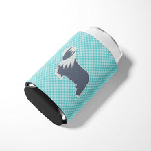Load image into Gallery viewer, Bearded Collie Checkerboard Blue Can or Bottle Hugger BB3717CC