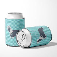 Load image into Gallery viewer, Bearded Collie Checkerboard Blue Can or Bottle Hugger BB3717CC
