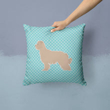 Load image into Gallery viewer, Pyrenean Shepherd Checkerboard Blue Throw Pillow - 14x14 Decorative Pillow – Art for Your Home &amp; Patio BB3718PW1414