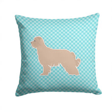 Load image into Gallery viewer, Pyrenean Shepherd Checkerboard Blue Throw Pillow - 14x14 Decorative Pillow – Art for Your Home &amp; Patio BB3718PW1414