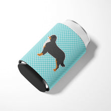 Load image into Gallery viewer, Bernese Mountain Dog Checkerboard Blue Can or Bottle Hugger BB3719CC