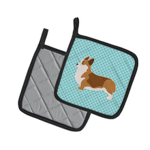 Load image into Gallery viewer, Corgi Checkerboard Blue Pot Holders - Set of 2 - Heat-Resistant Kitchen Essentials BB3720PTHD