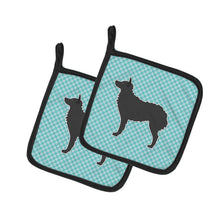Load image into Gallery viewer, Croatian Sheepdog Checkerboard Blue Pot Holders - Set of 2 - Heat-Resistant Kitchen Essentials BB3721PTHD
