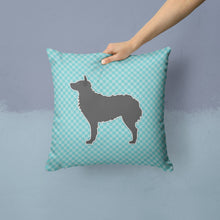 Load image into Gallery viewer, Croatian Sheepdog Checkerboard Blue Throw Pillow - 14x14 Decorative Pillow – Art for Your Home &amp; Patio BB3721PW1414