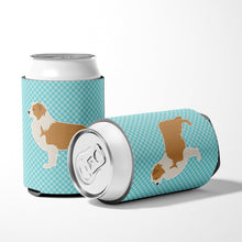 Load image into Gallery viewer, Red Border Collie Checkerboard Blue Can or Bottle Hugger BB3722CC