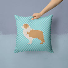 Load image into Gallery viewer, Red Border Collie Checkerboard Blue Throw Pillow - 14x14 Decorative Pillow – Art for Your Home &amp; Patio BB3722PW1414