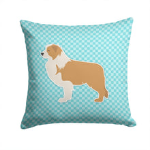 Load image into Gallery viewer, Red Border Collie Checkerboard Blue Throw Pillow - 14x14 Decorative Pillow – Art for Your Home &amp; Patio BB3722PW1414