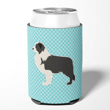 Load image into Gallery viewer, Black Border Collie Checkerboard Blue Can or Bottle Hugger BB3723CC