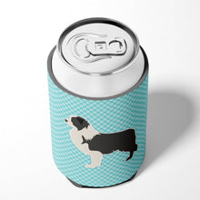 Load image into Gallery viewer, Black Border Collie Checkerboard Blue Can or Bottle Hugger BB3723CC