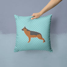 Load image into Gallery viewer, German Shepherd Checkerboard Blue Throw Pillow - 14x14 Decorative Pillow – Art for Your Home &amp; Patio BB3724PW1414