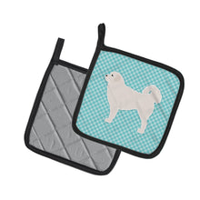 Load image into Gallery viewer, Polish Tatra Sheepdog Checkerboard Blue Pot Holders - Set of 2 - Heat-Resistant Kitchen Essentials BB3727PTHD