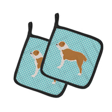 Load image into Gallery viewer, Central Asian Shepherd Dog Checkerboard Blue Pot Holders - Set of 2 - Heat-Resistant Kitchen Essentials BB3728PTHD
