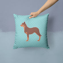 Load image into Gallery viewer, Australian Kelpie Dog Checkerboard Blue Throw Pillow - 14x14 Decorative Pillow – Art for Your Home &amp; Patio BB3729PW1414
