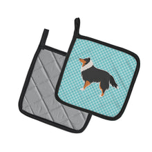 Load image into Gallery viewer, Sheltie/Shetland Sheepdog Checkerboard Blue Pot Holders - Set of 2 - Heat-Resistant Kitchen Essentials BB3730PTHD