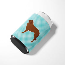Load image into Gallery viewer, Portuguese Sheepdog Dog Checkerboard Blue Can or Bottle Hugger BB3731CC