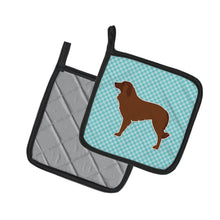 Load image into Gallery viewer, Portuguese Sheepdog Dog Checkerboard Blue Pot Holders - Set of 2 - Heat-Resistant Kitchen Essentials BB3731PTHD