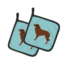 Load image into Gallery viewer, Portuguese Sheepdog Dog Checkerboard Blue Pot Holders - Set of 2 - Heat-Resistant Kitchen Essentials BB3731PTHD