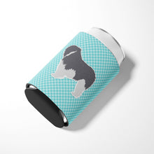 Load image into Gallery viewer, Polish Lowland Sheepdog Dog Checkerboard Blue Can or Bottle Hugger BB3732CC