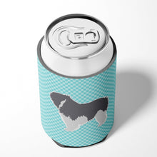 Load image into Gallery viewer, Polish Lowland Sheepdog Dog Checkerboard Blue Can or Bottle Hugger BB3732CC