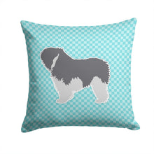 Load image into Gallery viewer, Polish Lowland Sheepdog Dog Checkerboard Blue Throw Pillow - 14x14 Decorative Pillow – Art for Your Home &amp; Patio BB3732PW1414