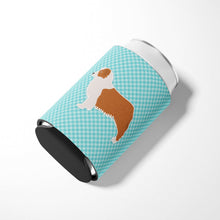 Load image into Gallery viewer, Australian Shepherd Dog Checkerboard Blue Can or Bottle Hugger BB3733CC