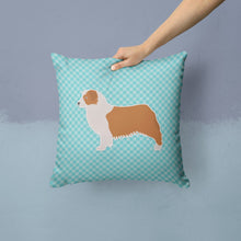 Load image into Gallery viewer, Australian Shepherd Dog Checkerboard Blue Throw Pillow - 14x14 Decorative Pillow – Art for Your Home &amp; Patio BB3733PW1414