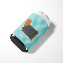 Load image into Gallery viewer, Yorkshire Terrier Yorkie Checkerboard Blue Can or Bottle Hugger BB3734CC