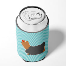 Load image into Gallery viewer, Yorkshire Terrier Yorkie Checkerboard Blue Can or Bottle Hugger BB3734CC