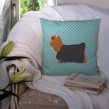 Load image into Gallery viewer, Yorkshire Terrier Yorkie Checkerboard Blue Throw Pillow - 14x14 Decorative Pillow – Art for Your Home &amp; Patio BB3734PW1414