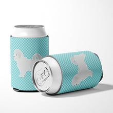 Load image into Gallery viewer, Maltese Checkerboard Blue Can or Bottle Hugger BB3736CC