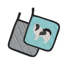 Load image into Gallery viewer, Japanese Chin Checkerboard Blue Pot Holders - Set of 2 - Heat-Resistant Kitchen Essentials BB3737PTHD