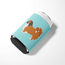 Load image into Gallery viewer, Pekingese Checkerboard Blue Can or Bottle Hugger BB3738CC