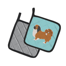 Load image into Gallery viewer, Pekingese Checkerboard Blue Pot Holders - Set of 2 - Heat-Resistant Kitchen Essentials BB3738PTHD