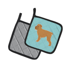 Load image into Gallery viewer, Brussels Griffon Checkerboard Blue Pot Holders - Set of 2 - Heat-Resistant Kitchen Essentials BB3740PTHD