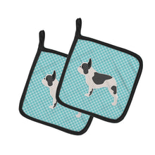 Load image into Gallery viewer, French Bulldog Checkerboard Blue Pot Holders - Set of 2 - Heat-Resistant Kitchen Essentials BB3741PTHD