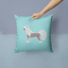 Load image into Gallery viewer, Chinese Crested Checkerboard Blue Throw Pillow - 14x14 Decorative Pillow – Art for Your Home &amp; Patio BB3743PW1414