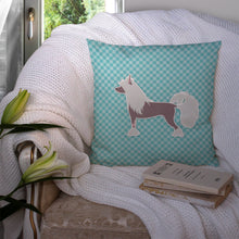 Load image into Gallery viewer, Chinese Crested Checkerboard Blue Throw Pillow - 14x14 Decorative Pillow – Art for Your Home &amp; Patio BB3743PW1414