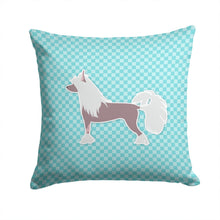 Load image into Gallery viewer, Chinese Crested Checkerboard Blue Throw Pillow - 14x14 Decorative Pillow – Art for Your Home &amp; Patio BB3743PW1414