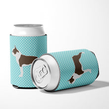 Load image into Gallery viewer, Boston Terrier Checkerboard Blue Can or Bottle Hugger BB3744CC