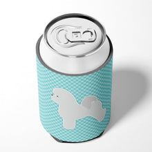 Load image into Gallery viewer, Bichon Frise Checkerboard Blue Can or Bottle Hugger BB3745CC