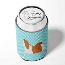 Load image into Gallery viewer, Shih Tzu Checkerboard Blue Can or Bottle Hugger BB3746CC