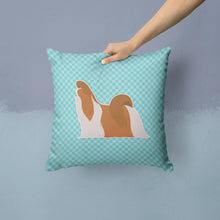 Load image into Gallery viewer, Shih Tzu Checkerboard Blue Throw Pillow - 14x14 Decorative Pillow – Art for Your Home &amp; Patio BB3746PW1414