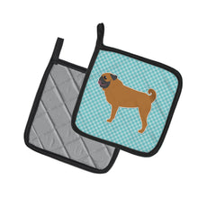 Load image into Gallery viewer, Pug Checkerboard Blue Pot Holders - Set of 2 - Heat-Resistant Kitchen Essentials BB3747PTHD