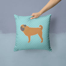 Load image into Gallery viewer, Pug Checkerboard Blue Throw Pillow - 14x14 Decorative Pillow – Art for Your Home &amp; Patio BB3747PW1414
