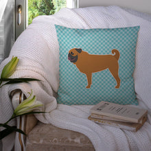 Load image into Gallery viewer, Pug Checkerboard Blue Throw Pillow - 14x14 Decorative Pillow – Art for Your Home &amp; Patio BB3747PW1414