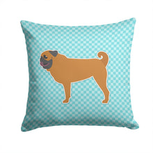 Load image into Gallery viewer, Pug Checkerboard Blue Throw Pillow - 14x14 Decorative Pillow – Art for Your Home &amp; Patio BB3747PW1414