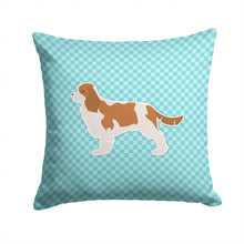 Load image into Gallery viewer, Cavalier King Charles Spaniel Checkerboard Blue Throw Pillow - 14x14 Decorative Pillow – Art for Your Home &amp; Patio BB3749PW1414