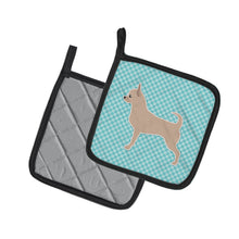 Load image into Gallery viewer, Chihuahua Checkerboard Blue Pot Holders - Set of 2 - Heat-Resistant Kitchen Essentials BB3750PTHD